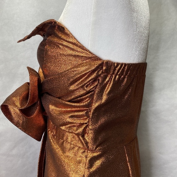 Kamperett Vuelo Copper Jacquard Strapless Dress - Picture 9 of 13